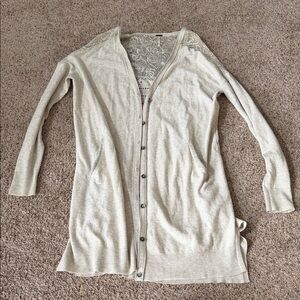 Free People Beige Button-Up Cardigan